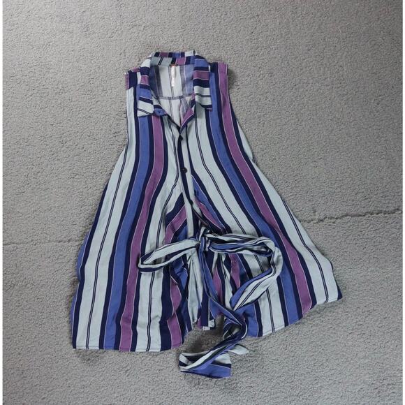 Free People Tops Womens XS Striped Mackenzie Wrap Purple Combo Sleeveless - Picture 1 of 9
